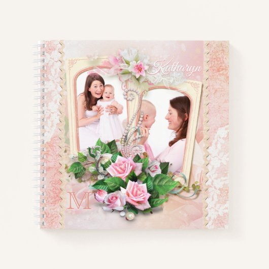 マザー・デイ・バラズ・レース・パールズ・ヴィンテージ・フォト・フレーム ノートブック (正面)