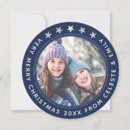 マザー・ドーターネイビー・ブルーパーソナライズされた・クリスマス シーズンカード