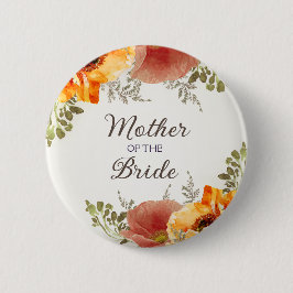 マザー ブライド バーントオレンジ フラワー 缶バッジ