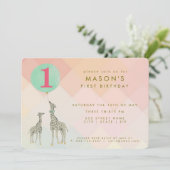 マザー&ベビーキリン&バルーン | バースデー 招待状 (スタンド正面)