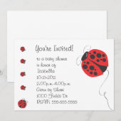 マザー·ラディバグとベビー·ラディバグ·ベビー·シャワー·インビット 招待状 (正面/裏面)