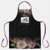 マザ最高のー・エエレガントバー・ブラック・赤面フローラ写真 エプロン (正面)