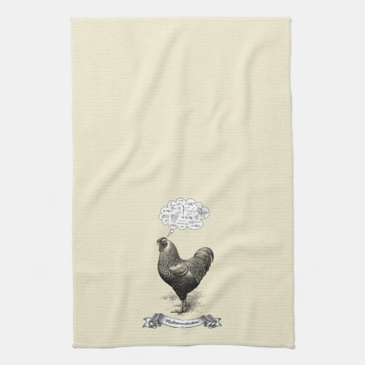 マシメおもしろいチキンプリンのジョーク キッチンタオル (縦)