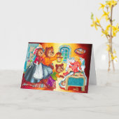 マシャとクマ3頭 カード (黄色い花)