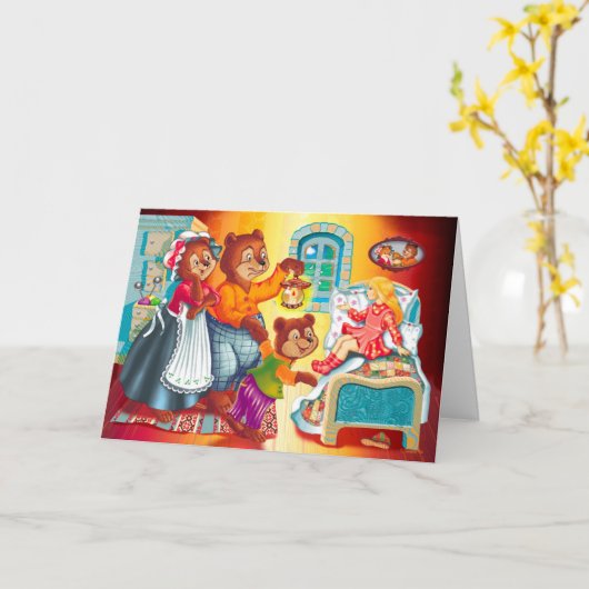 マシャとクマ3頭 カード (黄色い花)