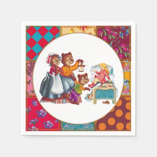 マシャとクマ3頭 スタンダードカクテルナプキン (正面)