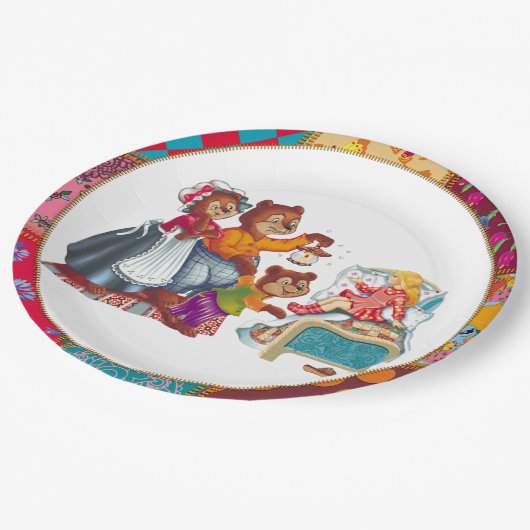 マシャとクマ3頭 ペーパープレート (アングル)