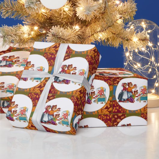 マシャとクマ3頭 ラッピングペーパー (クリスマス)
