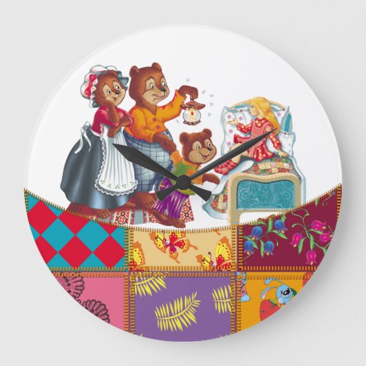 マシャとクマ3頭 ラージ壁時計 (正面)