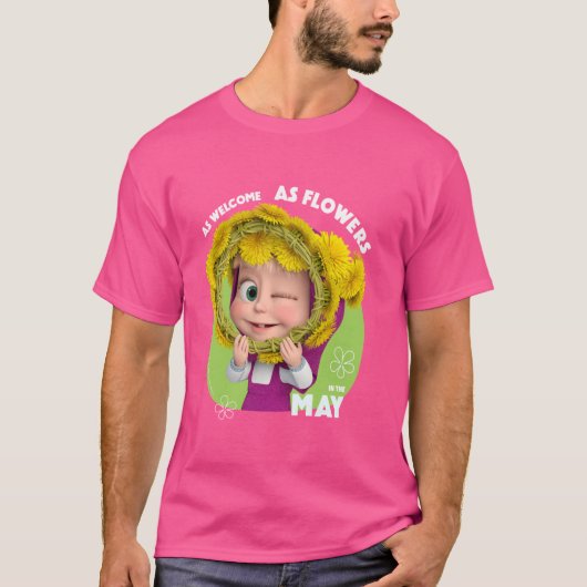 マシャとクマ。五月の花 Tシャツ (正面)