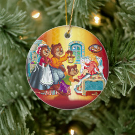 マシャと3クマ。動物の家族。 セラミックオーナメント