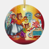 マシャと3クマ。動物の家族。 セラミックオーナメント (正面)