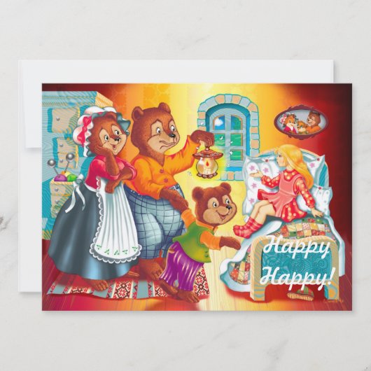 マシャと3匹のおとぎ話クマ 招待状 (正面)