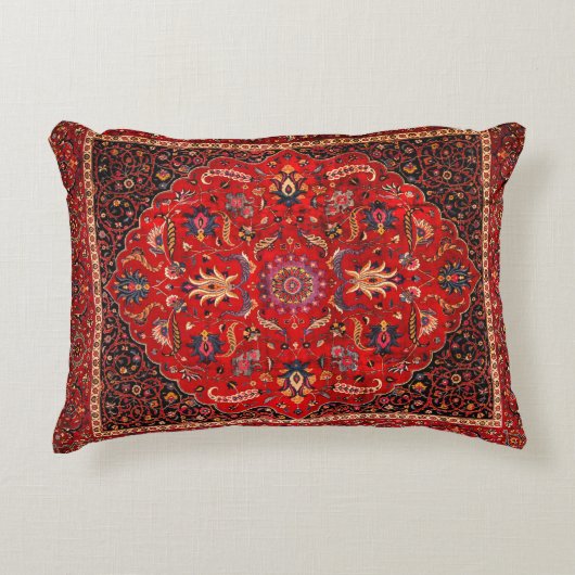 マシュハドの赤ペルシャじゅうたん アクセントクッション (正面)