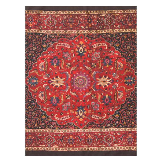 マシュハドの赤ペルシャじゅうたん テーブルクロス (正面)
