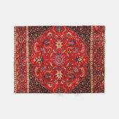 マシュハドの赤ペルシャじゅうたん フリースブランケット (正面(横))