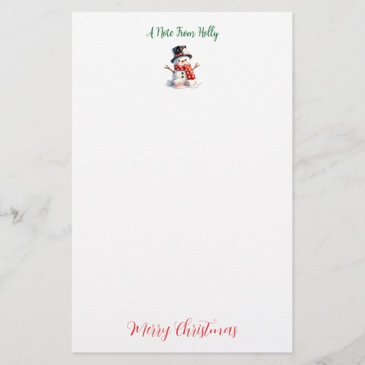 マシュマパーソナライズされたロ雪だるま文房具 便箋 (正面)