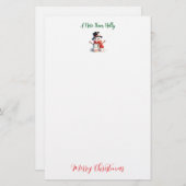 マシュマパーソナライズされたロ雪だるま文房具 便箋 (正面/裏面)