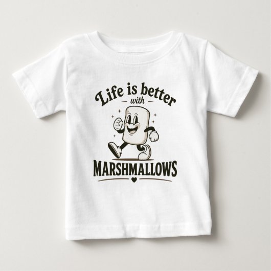 マシュマロがあると人生はもっと楽しい ベビーTシャツ (正面)