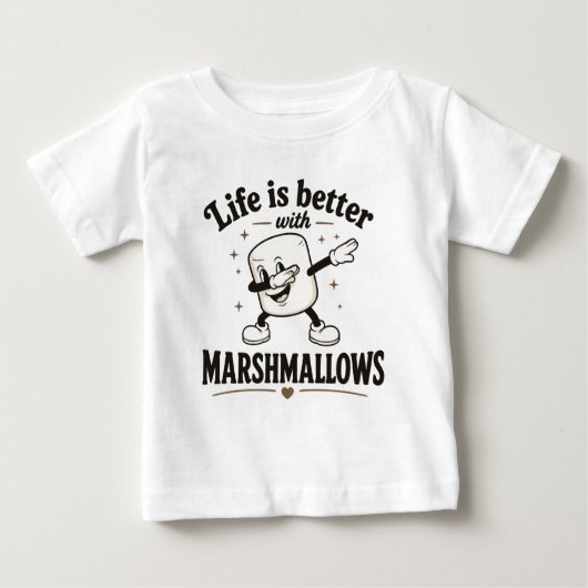 マシュマロがあれば人生はもっと楽しい ベビーTシャツ (正面)