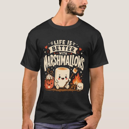 マシュマロがあれば人生はもっと楽しい Tシャツ (正面)