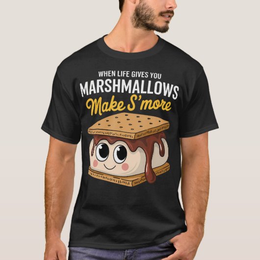 マシュマロくれる人生キャンプ スモア かわいい Tシャツ (正面)