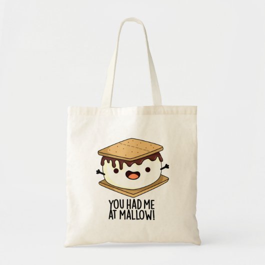 マシュマロで恋に落ちた Funny Smore Pun トートバッグ (正面)