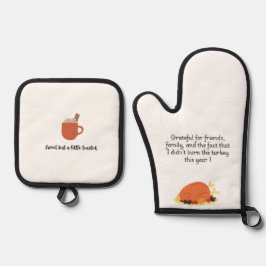 マシュマロとカボチャとおもしろい引用文 鍋つかみ&鍋敷きセット