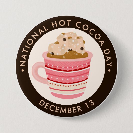 マシュマロとチップ入りホットチョコレート 缶バッジ (正面)