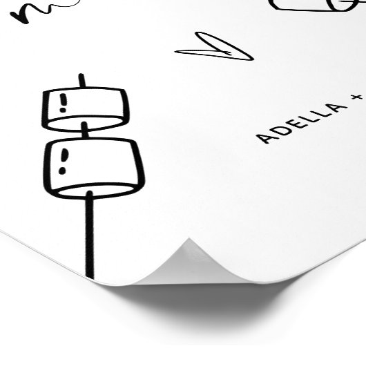 マシュマロとパーティー結婚の看板をロースト ポスター (角)