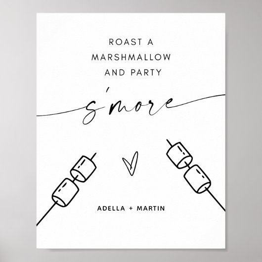 マシュマロとパーティー結婚の看板をロースト ポスター (正面)