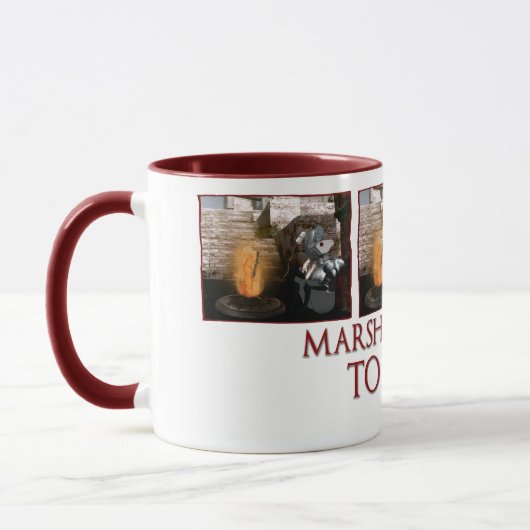 "マシュマロによって焼かれる"パネルのマグ マグカップ (左)