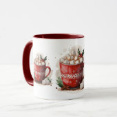 マシュマロのクリスマスと水色ホットココア マグカップ (正面左)