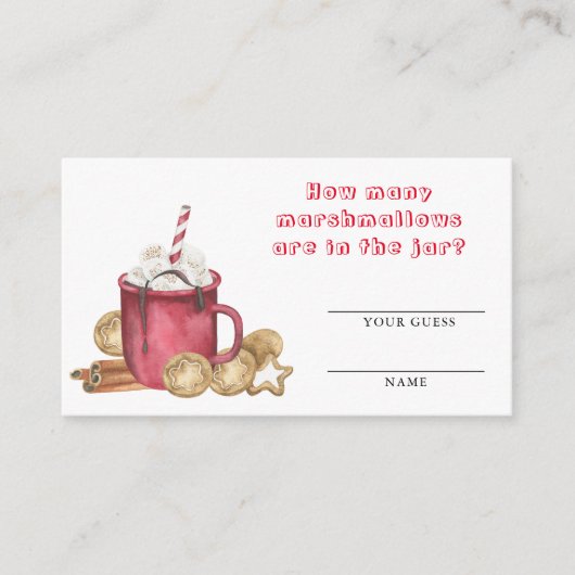 マシュマロのゲームの数 – ホットココアベビーシャワー エンクロージャーカード (正面)