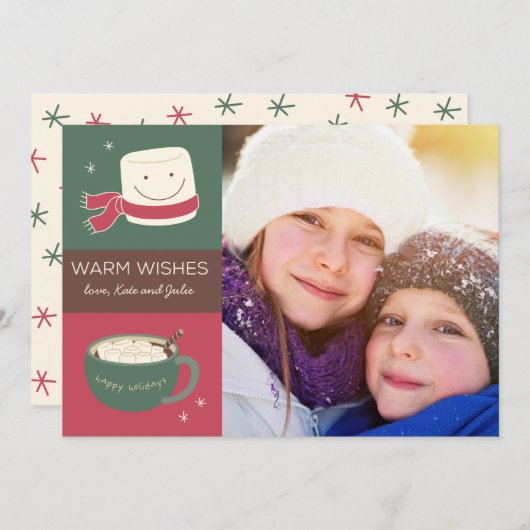 マシュマロのココアの休日の写真カード シーズンカード (正面/裏面)