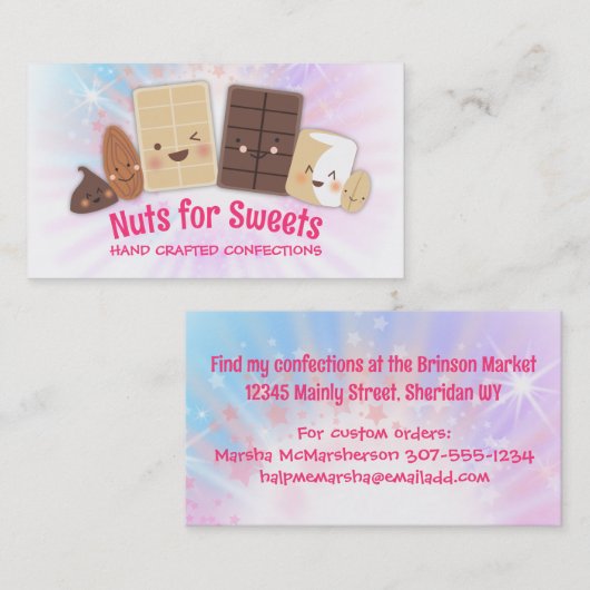 マシュマロのナッツチョコレートキャンディ菓子ベーキング 名刺 (正面/裏面)
