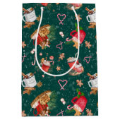 マシュマロのマグカップと水色クリスマスココア ミディアムペーパーバッグ (正面)