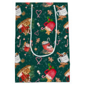 マシュマロのマグカップと水色クリスマスココア ミディアムペーパーバッグ (裏面)