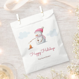 マシュマロを焼くかわいい雪だるま  フェイバーバッグ