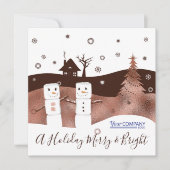 マシュマローズチョコレートブラウン会社クリスマス 招待状 (正面)