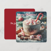 マシュマロ付きホットコーヒーカップ – 赤キャンディーケーン シーズンカード (正面/裏面)
