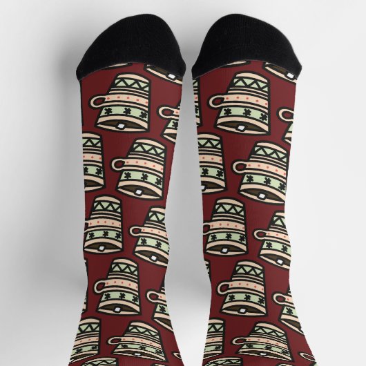 マシュマロ柄のココアのマグカップ ソックス (上部)