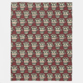 マシュマロ柄のバーガンディとココアのマグカップ フリースブランケット (正面)