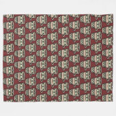 マシュマロ柄のバーガンディとココアのマグカップ フリースブランケット (正面(横))