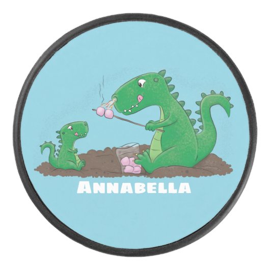 マシュマロ漫画をローストかわいいドラゴン アイスホッケーパック (正面)