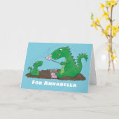 マシュマロ漫画をローストかわいいドラゴン カード (黄色い花)