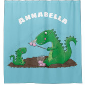 マシュマロ漫画をローストかわいいドラゴン シャワーカーテン (正面)