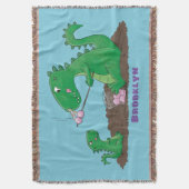 マシュマロ漫画をローストかわいいドラゴン スローブランケット (正面縦)