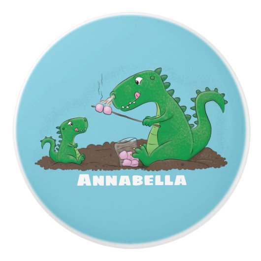 マシュマロ漫画をローストかわいいドラゴン セラミックノブ (正面)