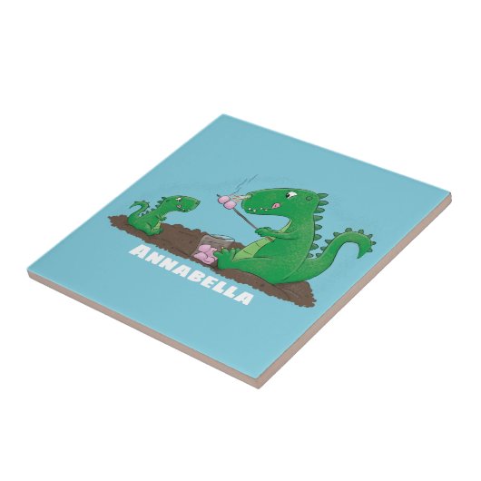 マシュマロ漫画をローストかわいいドラゴン タイル (側面)